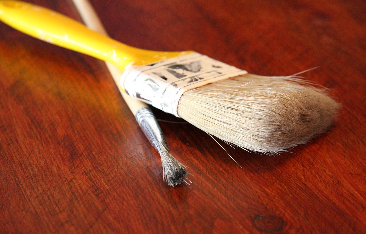 brush, paint, surface, used, wooden, handle, paintbrush, brown paint, paintbrush, paintbrush, paintbrush, paintbrush, pa