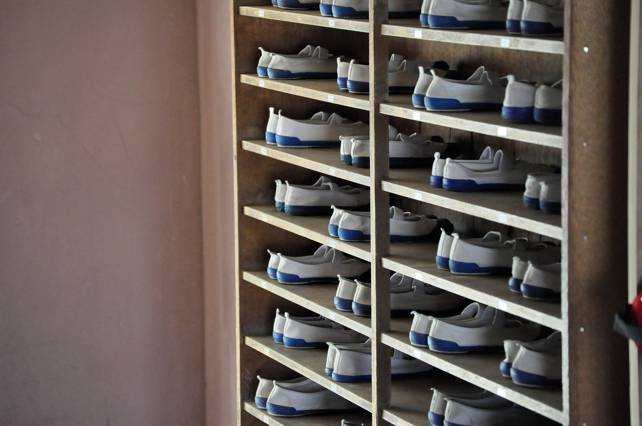 shoe, footwear, rack, furniture, pair, wall