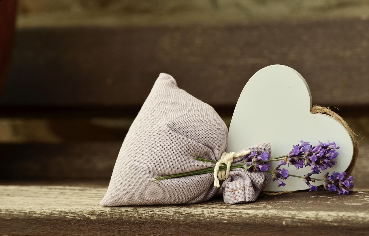 lavender, fragrance, romantic, heart, lavender bag, scented sachet, lavender flowers, still life, scented plant, purple