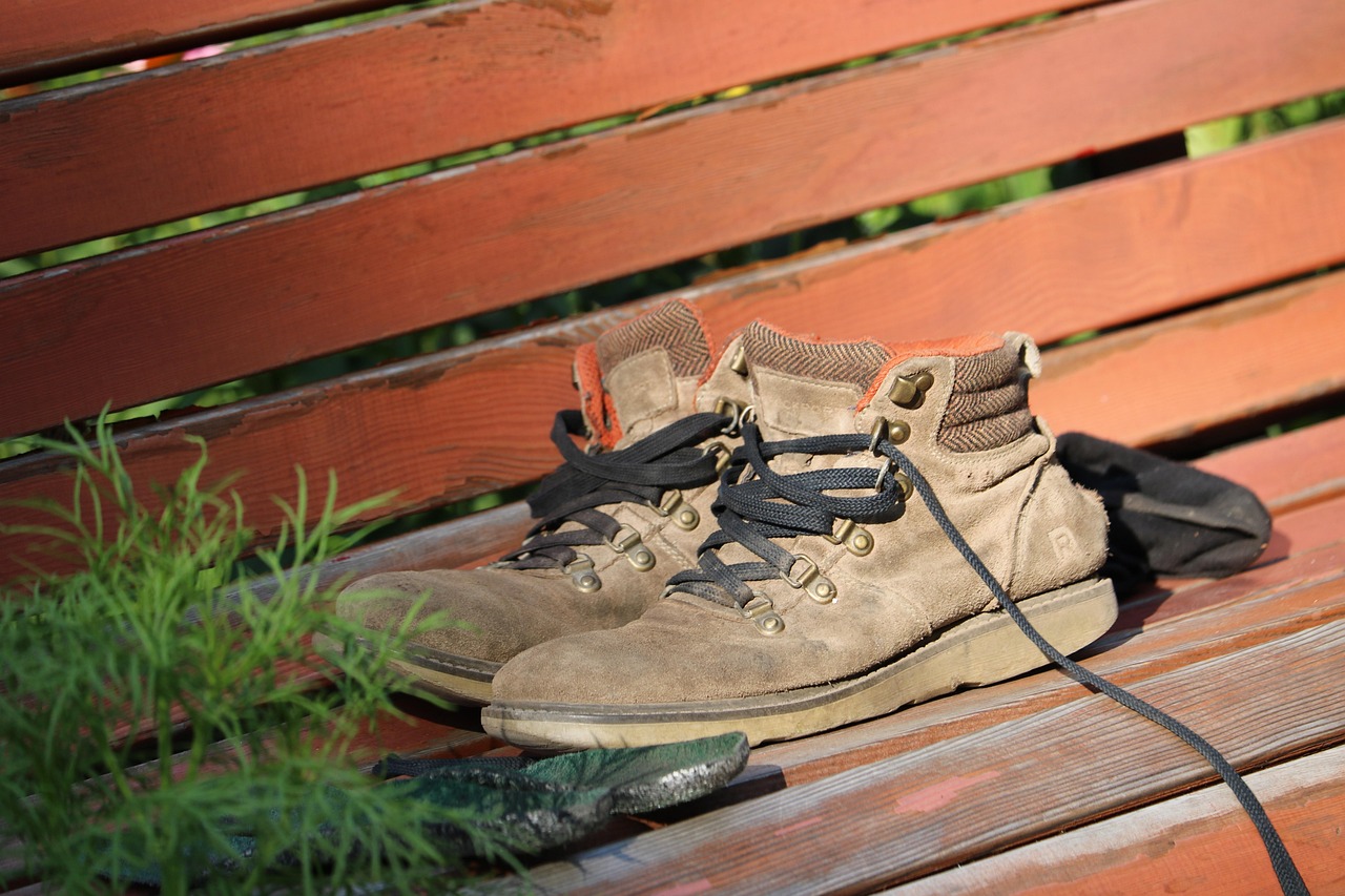 shoe, park, city, bench